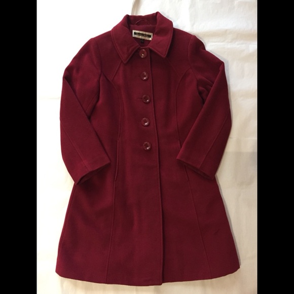 Red/Merlot Wool Coat - Picture 1 of 8